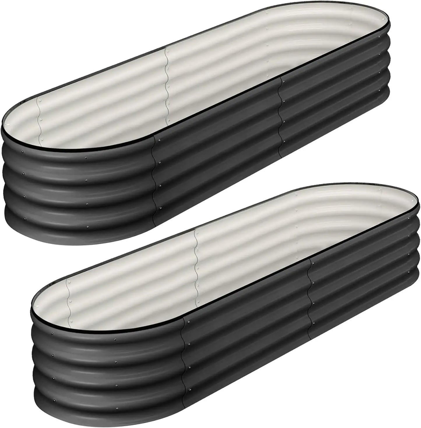 Lot de 2 jardinières ovales surélevées en métal galvanisé – Bacs de culture durables pour jardin extérieur