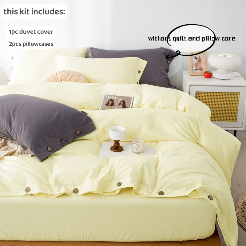 Housse de Couette Uni Twist 100 % Coton – Ensemble 3 Pièces Toutes Saisons