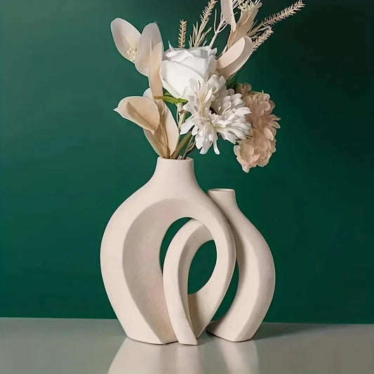 Lot de 2 Vases Creux en Céramique – Design Nordique et Esprit Bohème