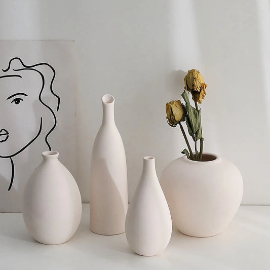 Vase Nordique en Céramique - Simple & Moderne pour Fleurs Sèches ou Naturelles