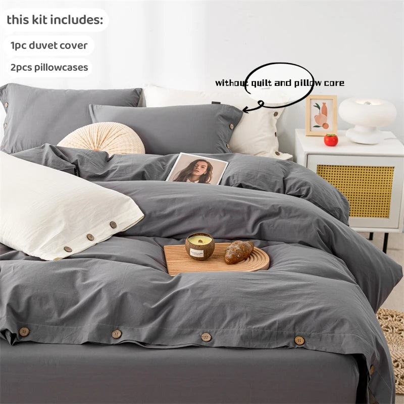 Housse de Couette Uni Twist 100 % Coton – Ensemble 3 Pièces Toutes Saisons