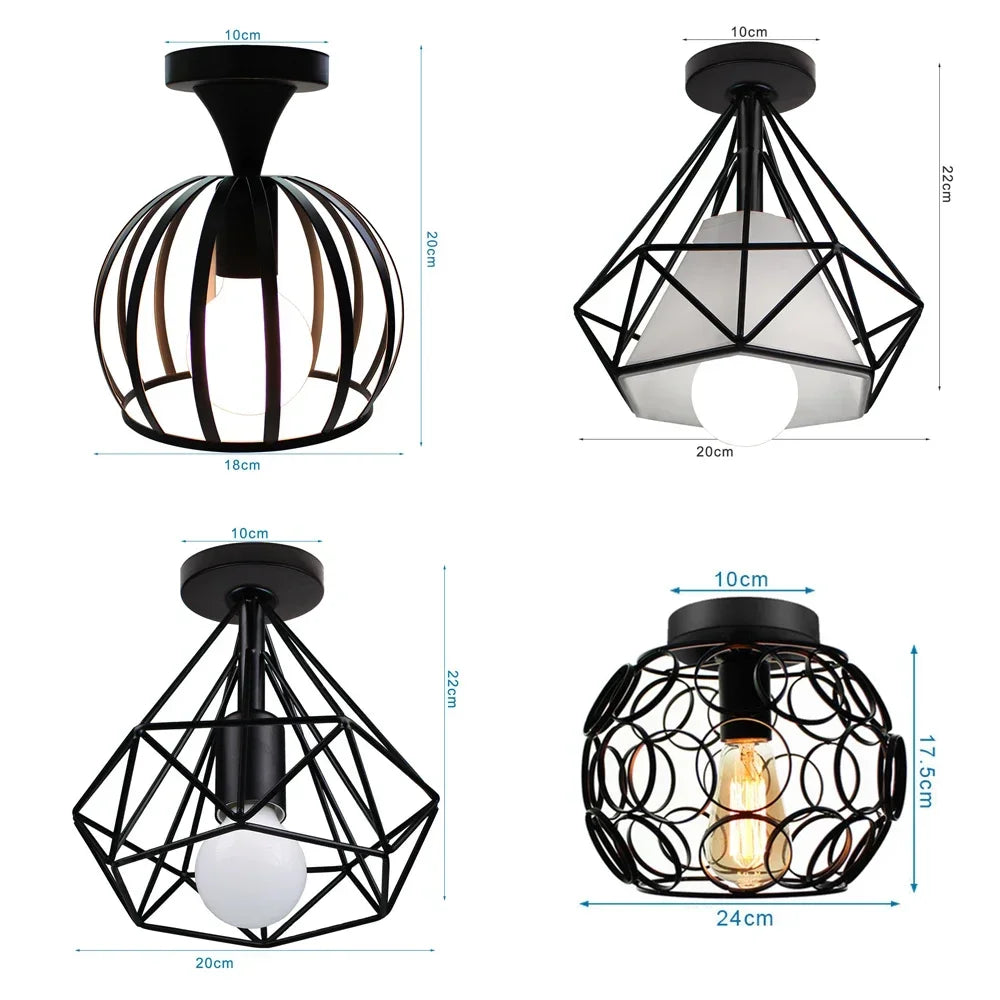 Plafonnier Vintage en Fer Noir – Élégance Industrielle et Design Compact