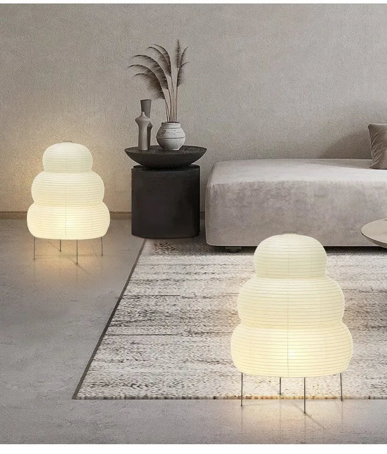 Lampe de Table Akari Style Noguchi – Papier de Riz Blanc