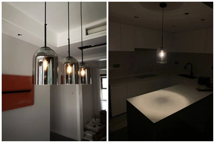 Suspension Nordique Postmoderne en Verre Double – Élégance et Lumière Contemporaine