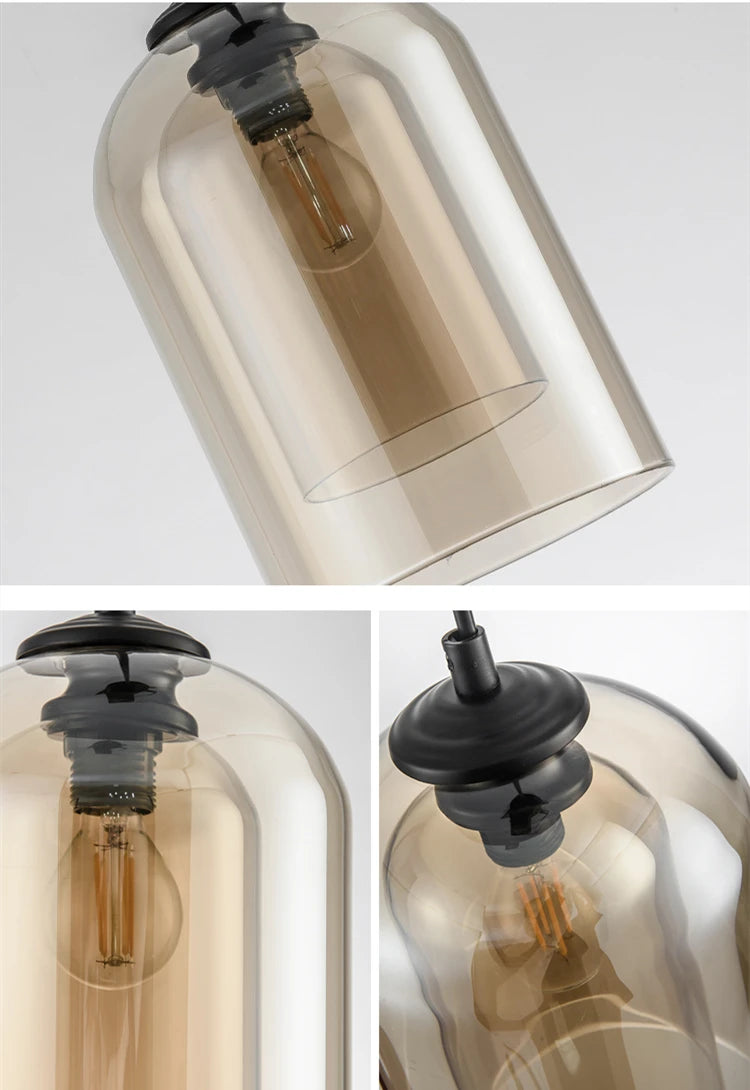 Suspension Nordique Postmoderne en Verre Double – Élégance et Lumière Contemporaine