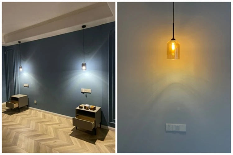 Suspension Nordique Postmoderne en Verre Double – Élégance et Lumière Contemporaine