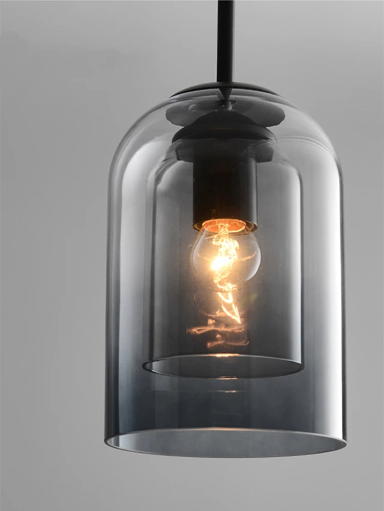 Suspension Nordique Postmoderne en Verre Double – Élégance et Lumière Contemporaine