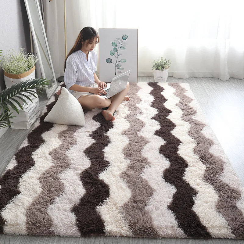 Tapis moelleux stries de café