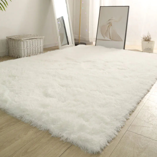 Tapis moelleux blanc crème