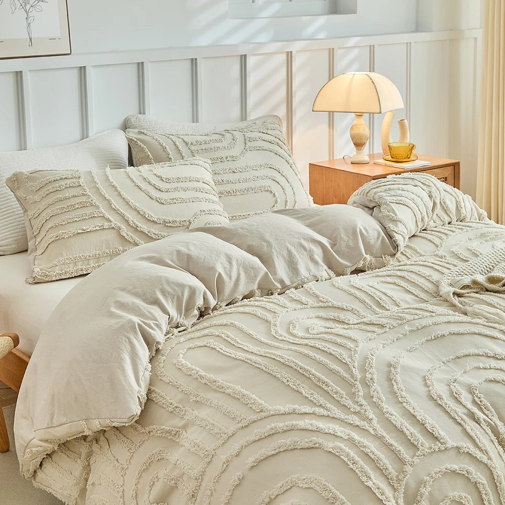 Parure de Housse de Couette Tuftée 3 Pièces