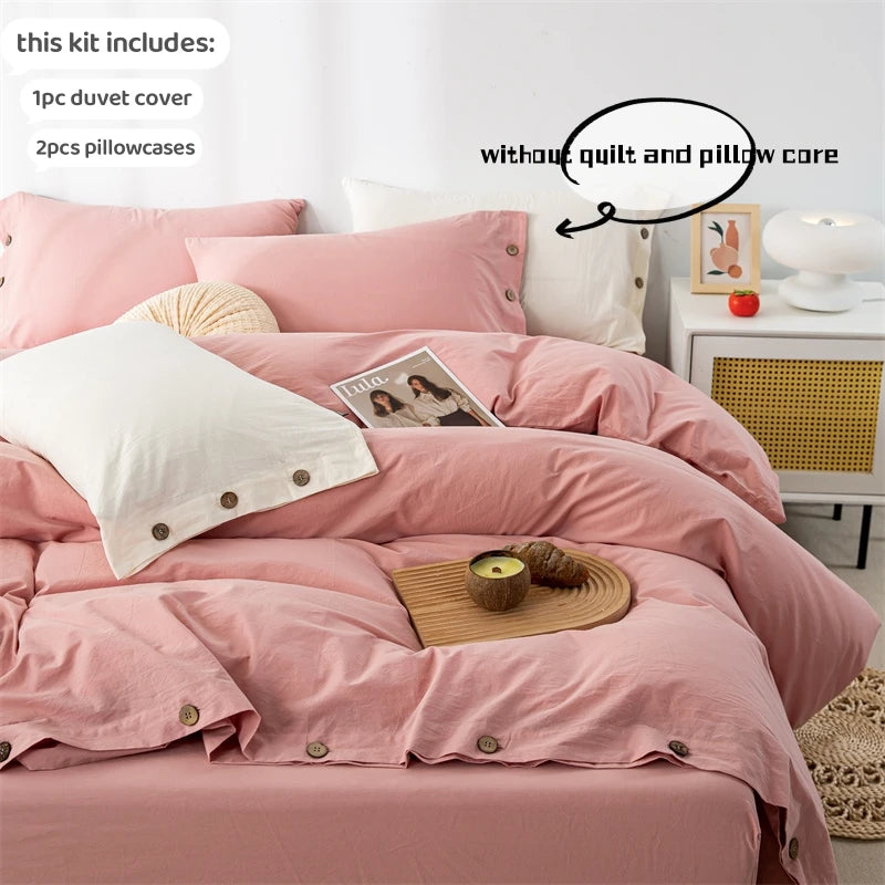 Housse de Couette Uni Twist 100 % Coton – Ensemble 3 Pièces Toutes Saisons