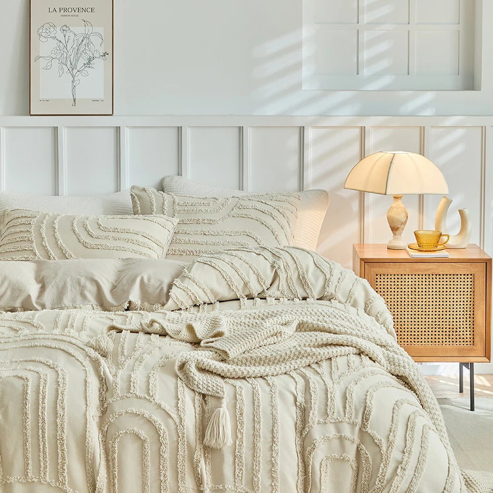 Parure de Housse de Couette Tuftée 3 Pièces