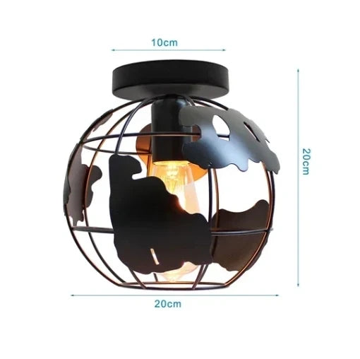 Plafonnier Vintage en Fer Noir – Élégance Industrielle et Design Compact