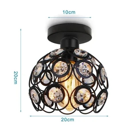 Plafonnier Vintage en Fer Noir – Élégance Industrielle et Design Compact