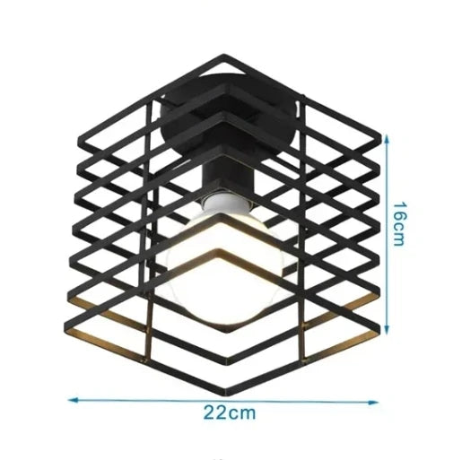 Plafonnier Vintage en Fer Noir – Élégance Industrielle et Design Compact