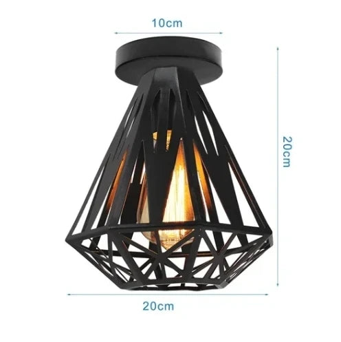 Plafonnier Vintage en Fer Noir – Élégance Industrielle et Design Compact