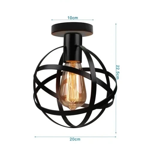 Plafonnier Vintage en Fer Noir – Élégance Industrielle et Design Compact