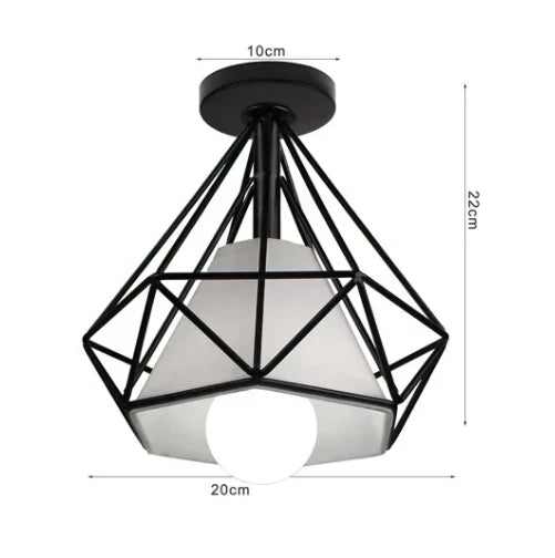 Plafonnier Vintage en Fer Noir – Élégance Industrielle et Design Compact