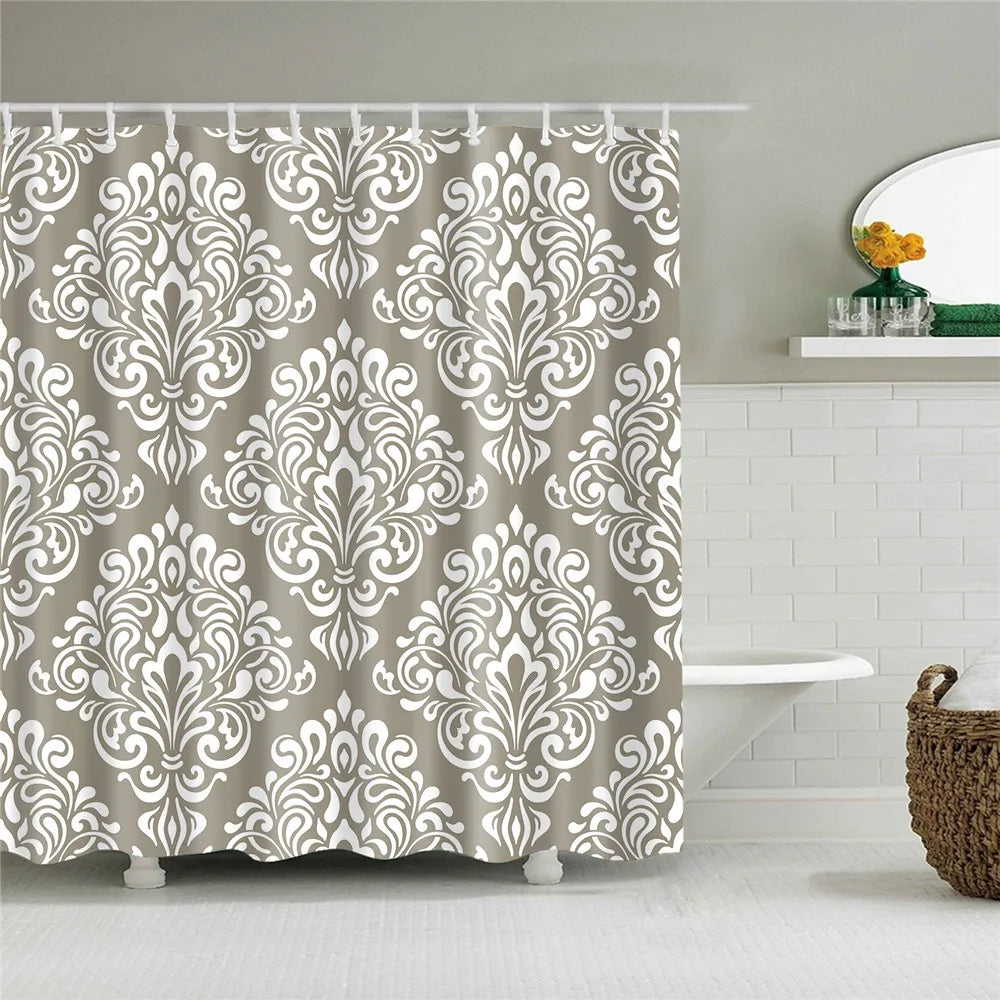 Rideau de Douche à Rayures Végétales – Étanche et Élégant