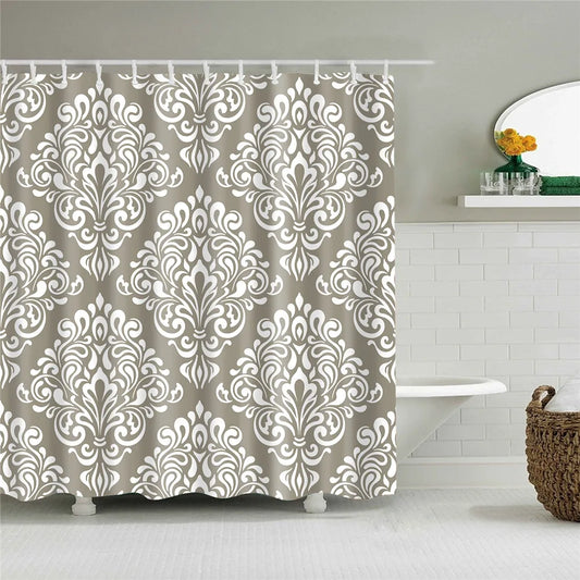 Rideau de Douche à Rayures Végétales – Étanche et Élégant