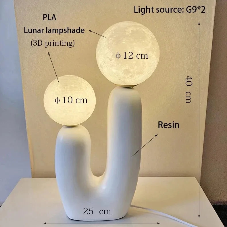 Lampe de Table Double Boule en Verre – Élégance Sculpturale et Lumière Douce