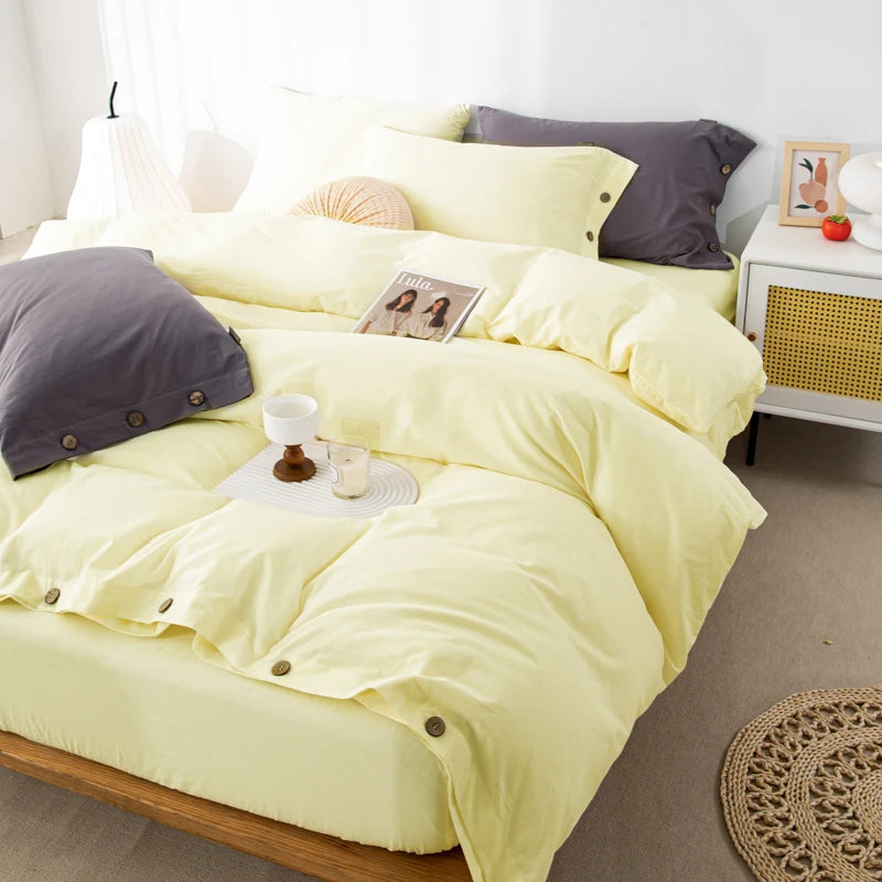 Housse de Couette Uni Twist 100 % Coton – Ensemble 3 Pièces Toutes Saisons