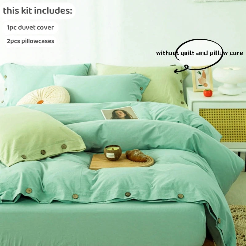 Housse de Couette Uni Twist 100 % Coton – Ensemble 3 Pièces Toutes Saisons