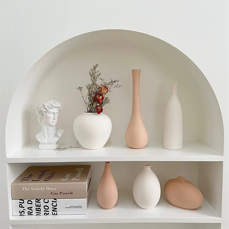 Vase Nordique en Céramique - Simple & Moderne pour Fleurs Sèches ou Naturelles