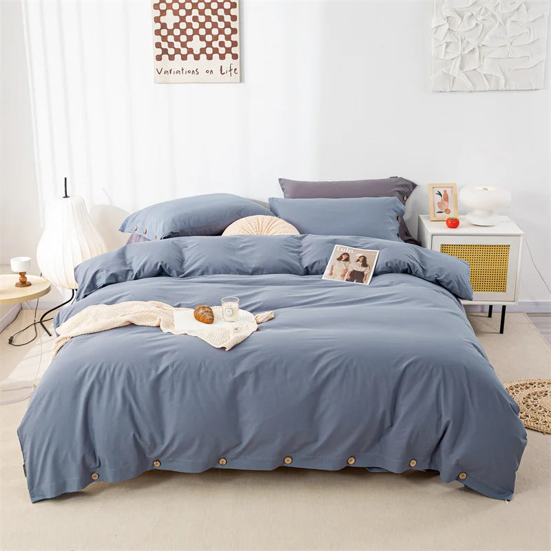 Housse de Couette Uni Twist 100 % Coton – Ensemble 3 Pièces Toutes Saisons