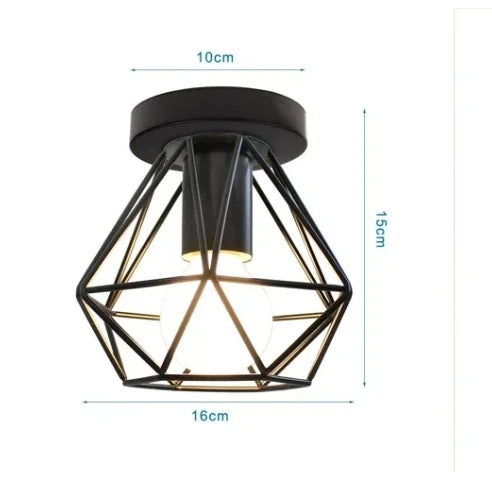 Plafonnier Vintage en Fer Noir – Élégance Industrielle et Design Compact