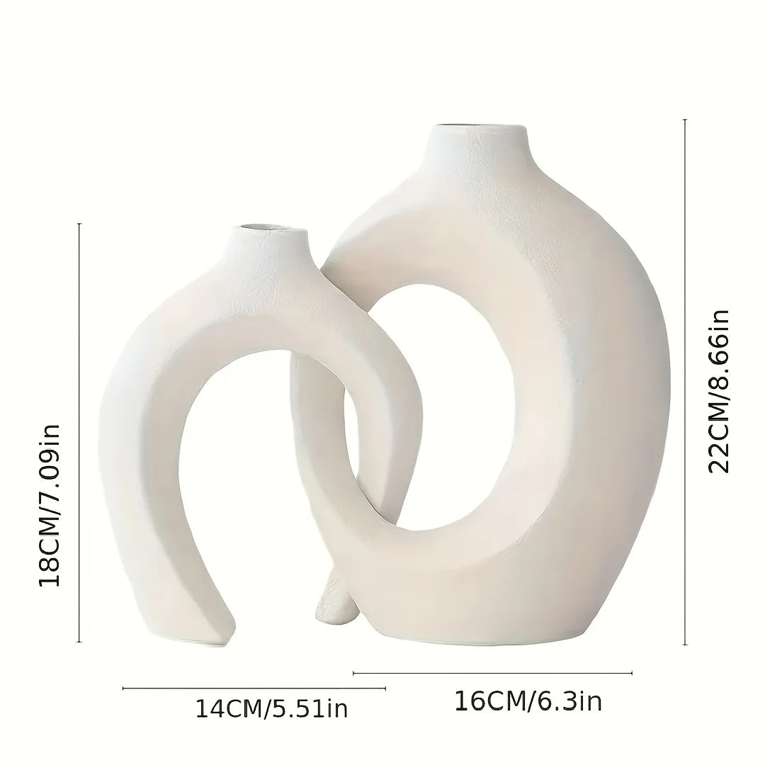 Lot de 2 Vases Creux en Céramique – Design Nordique et Esprit Bohème