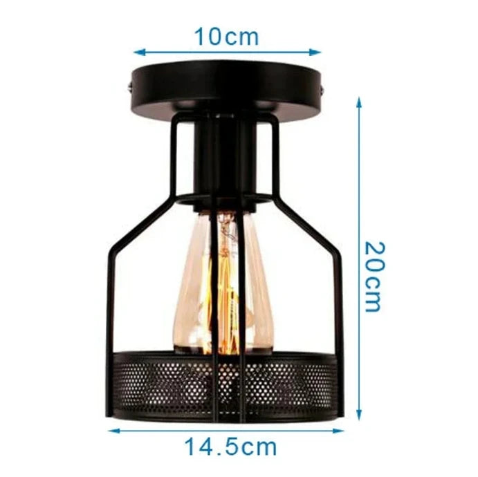 Plafonnier Vintage en Fer Noir – Élégance Industrielle et Design Compact
