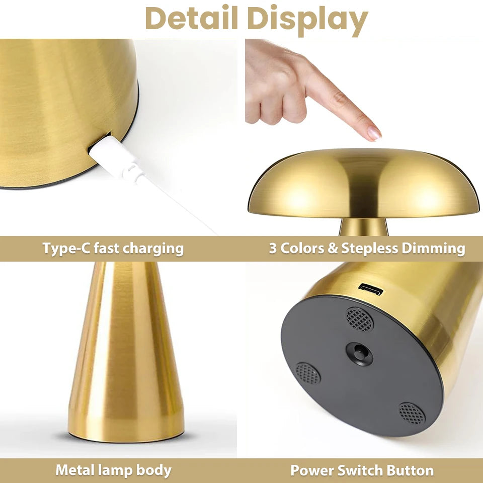 Lampe de Table Rétro Champignon avec Allumage Tactile