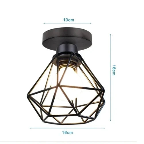 Plafonnier Vintage en Fer Noir – Élégance Industrielle et Design Compact