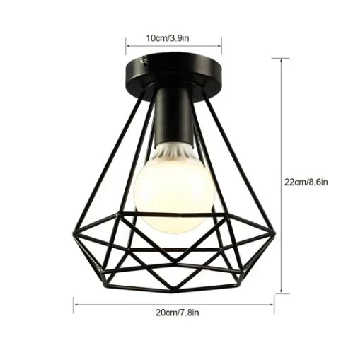 Plafonnier Vintage en Fer Noir – Élégance Industrielle et Design Compact