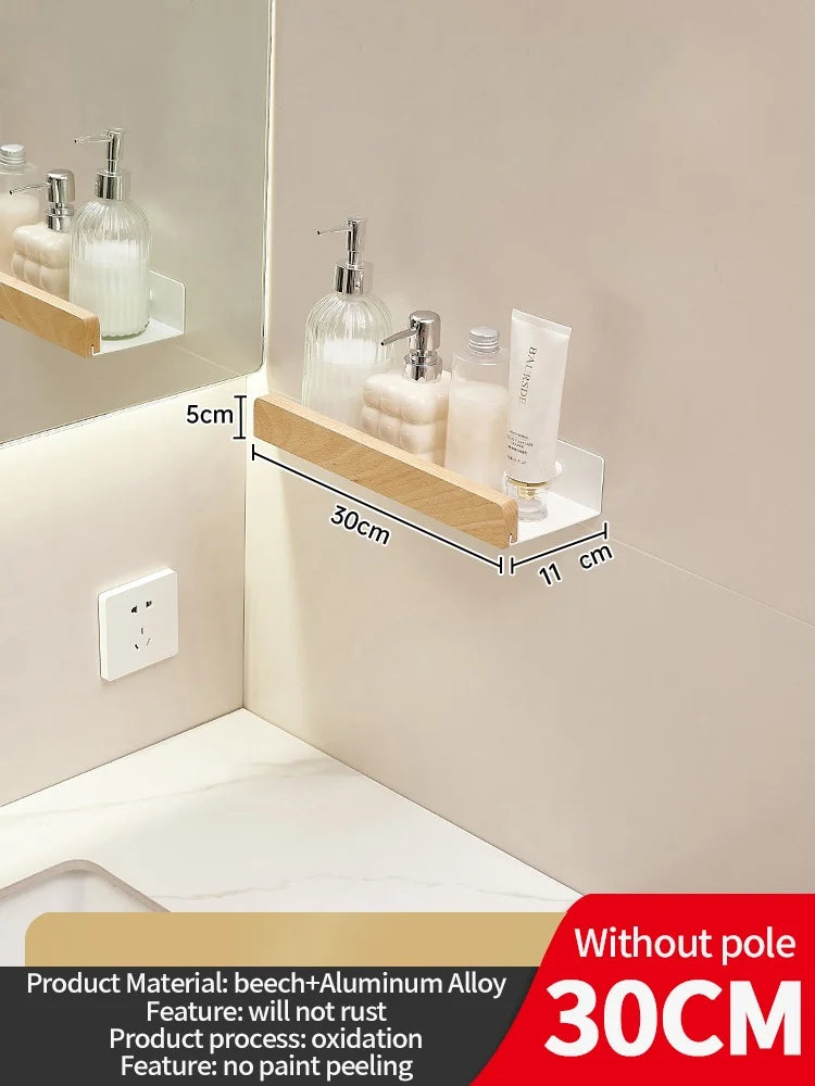 Étagère murale en bois – rangement élégant pour salle de bain, salon ou cuisine