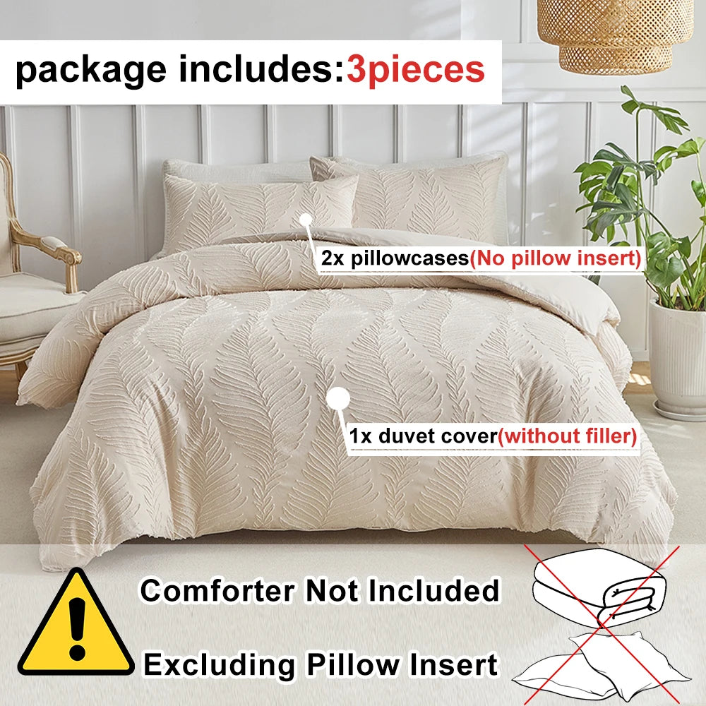 Parure de Lit 3 Pièces – Motif Feuillage Élégant