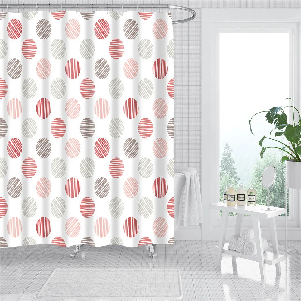 Rideau de Douche à Rayures Végétales – Étanche et Élégant