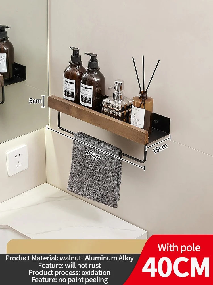 Étagère murale en bois – rangement élégant pour salle de bain, salon ou cuisine