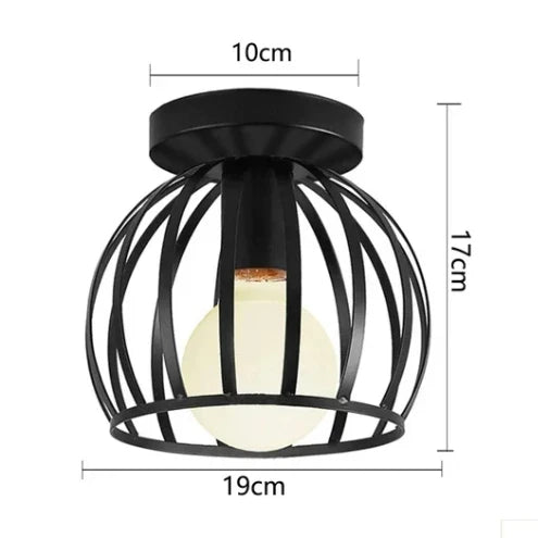 Plafonnier Vintage en Fer Noir – Élégance Industrielle et Design Compact