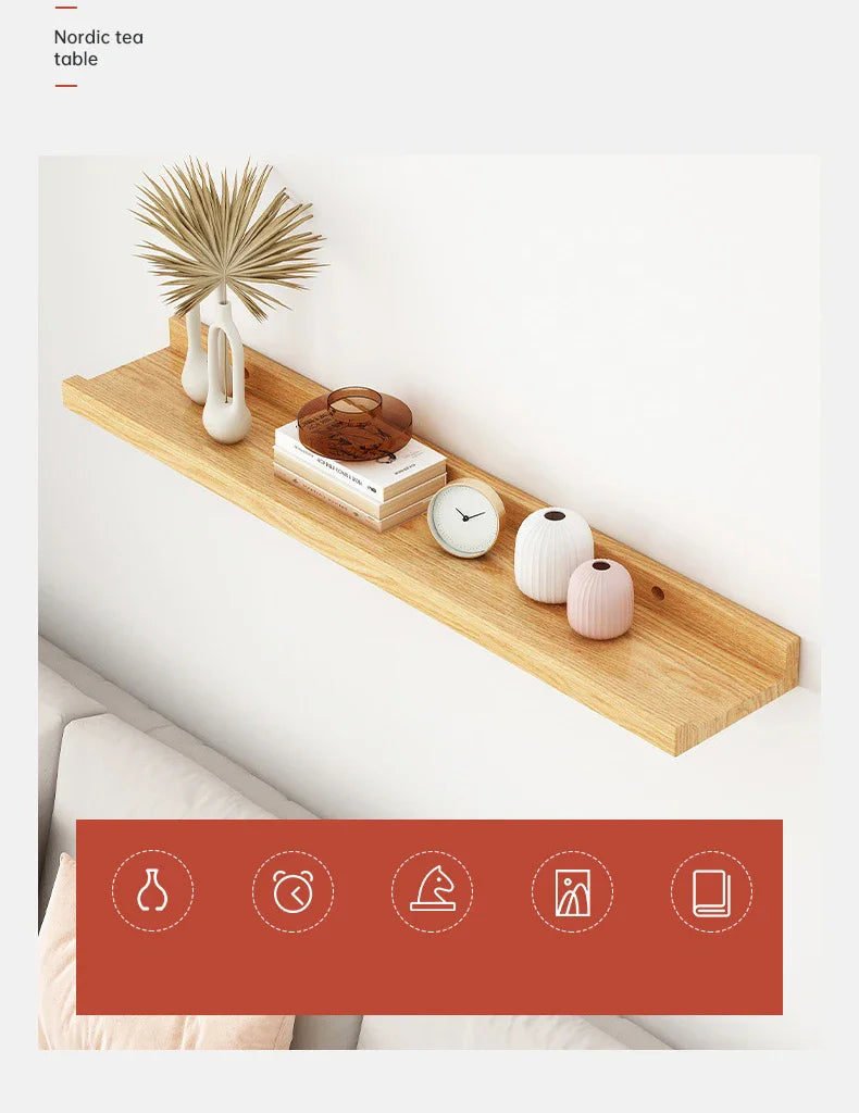 Étagère Murale Flottante en Bois Massif – Design U Élégant