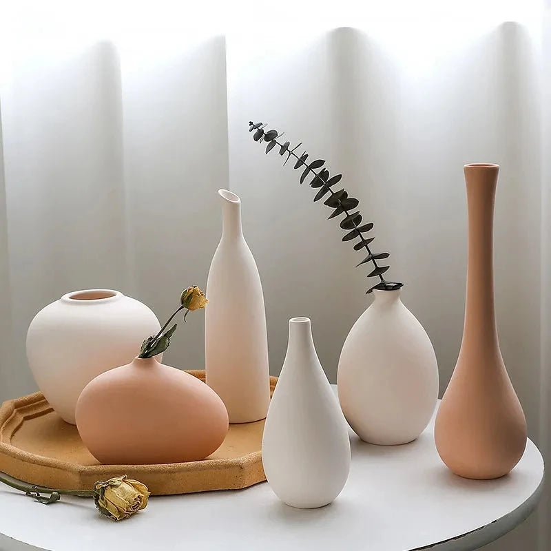Vase Nordique en Céramique - Simple & Moderne pour Fleurs Sèches ou Naturelles