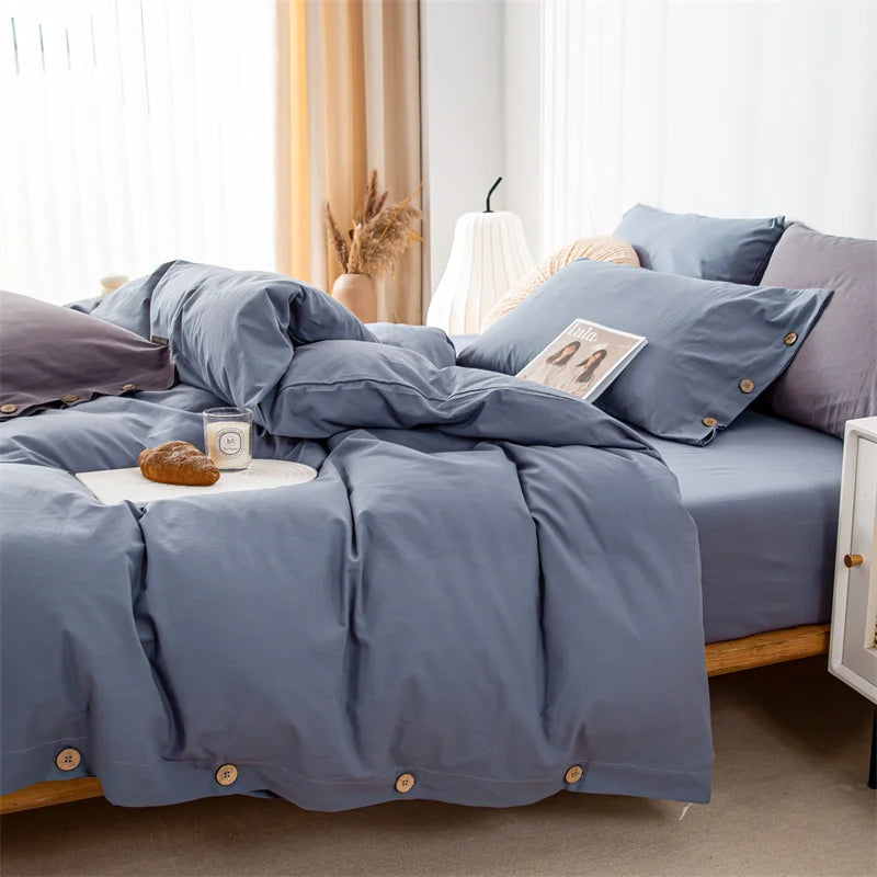 Housse de Couette Uni Twist 100 % Coton – Ensemble 3 Pièces Toutes Saisons