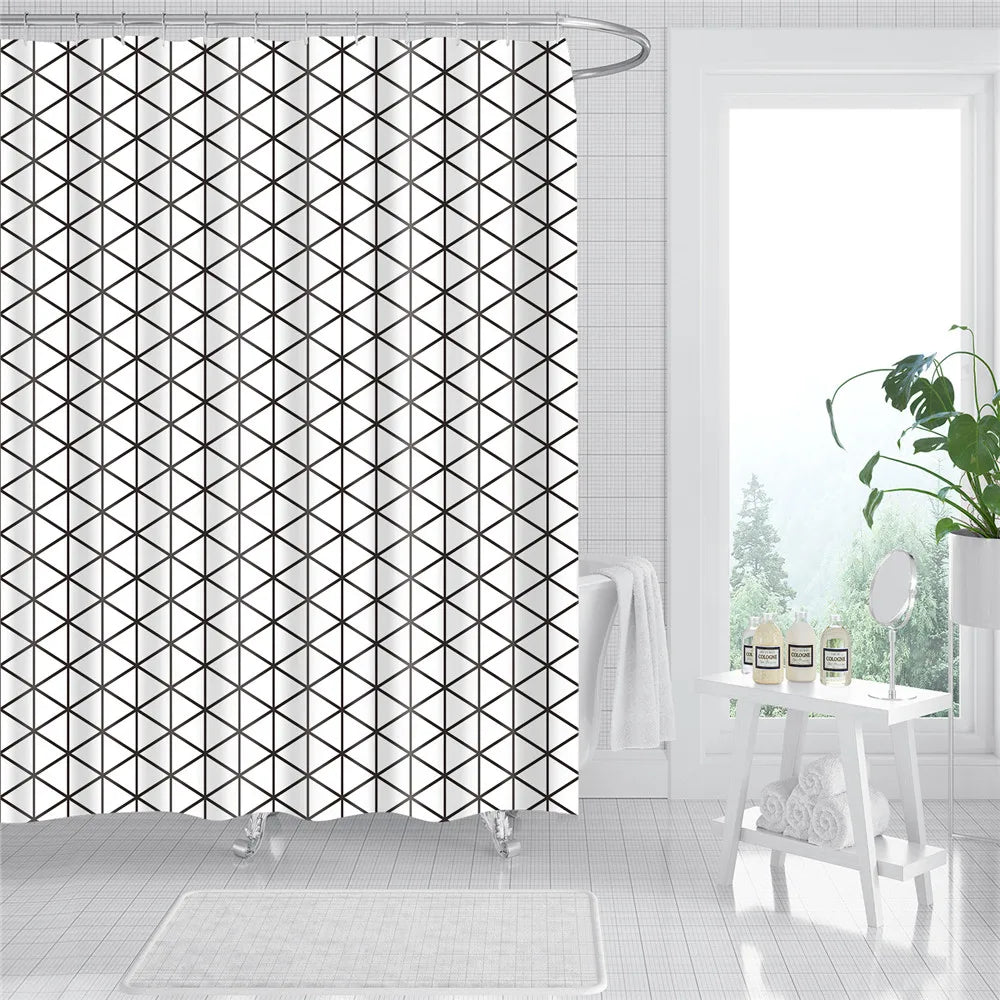 Rideau de Douche à Rayures Végétales – Étanche et Élégant