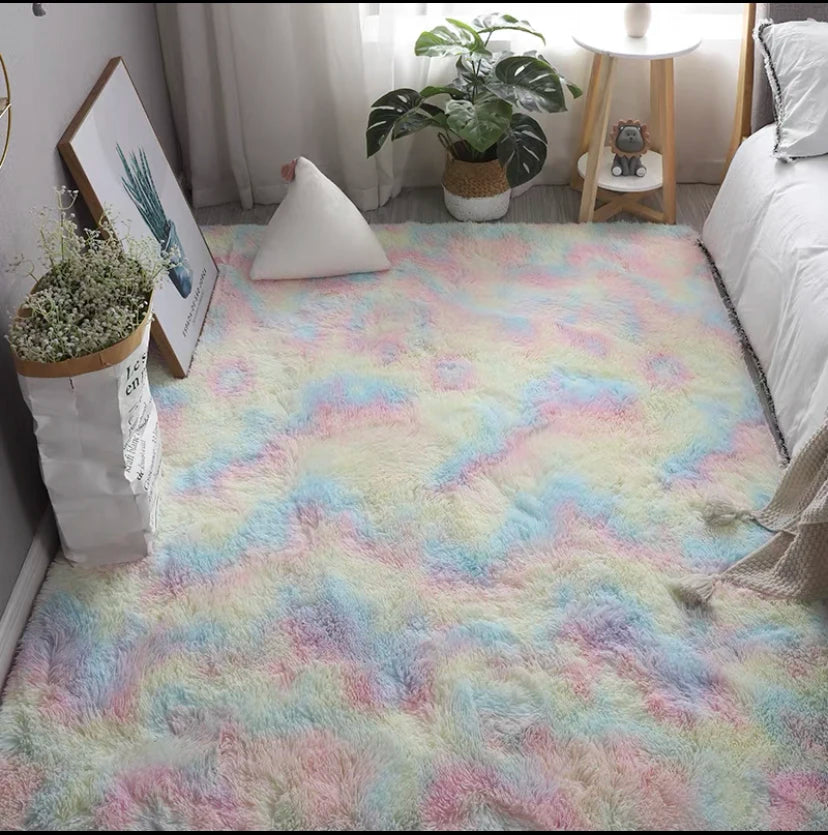Tapis moelleux arc-en-ciel