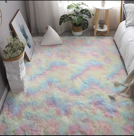 Tapis moelleux arc-en-ciel