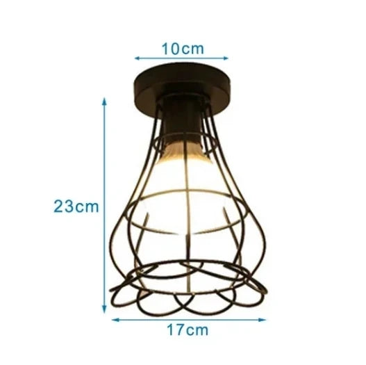 Plafonnier Vintage en Fer Noir – Élégance Industrielle et Design Compact