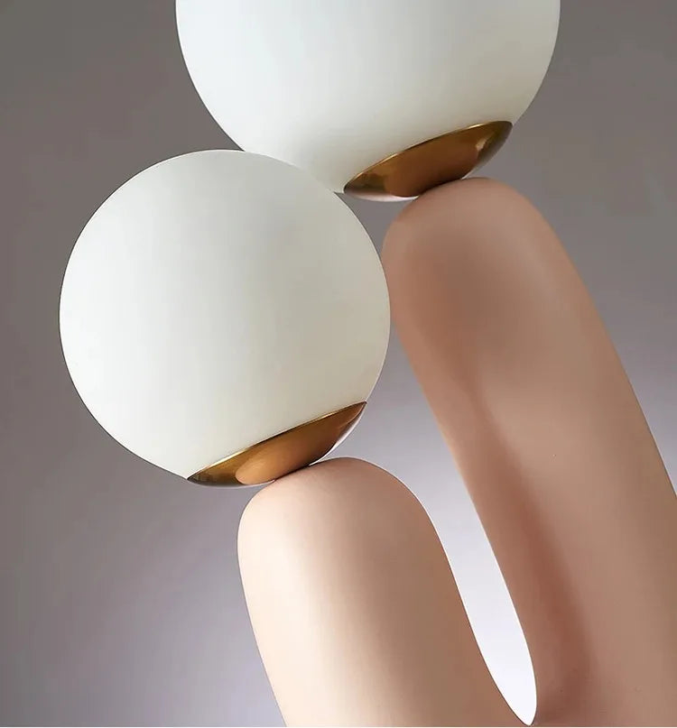 Lampe de Table Double Boule en Verre – Élégance Sculpturale et Lumière Douce