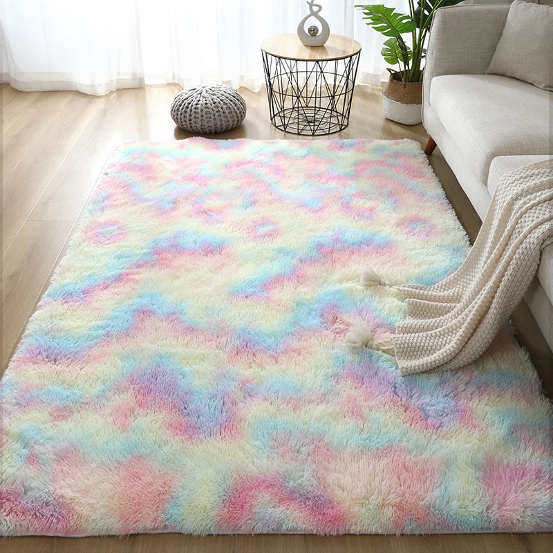 Tapis moelleux arc-en-ciel