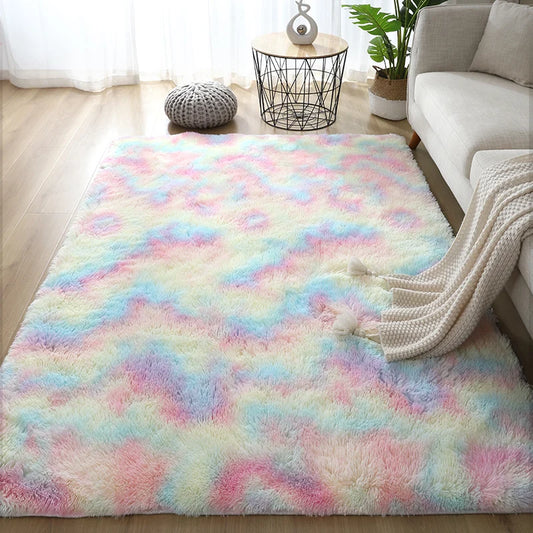 Tapis moelleux arc-en-ciel